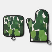 Groene bomen Modern tropisch regenwoud patroon Ovenwant & Pannenlap Set (Voorkant)