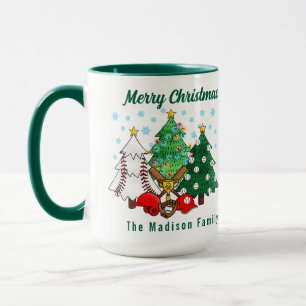 Groene bomen Moderne eenvoudige kerstnaam koffie Mok