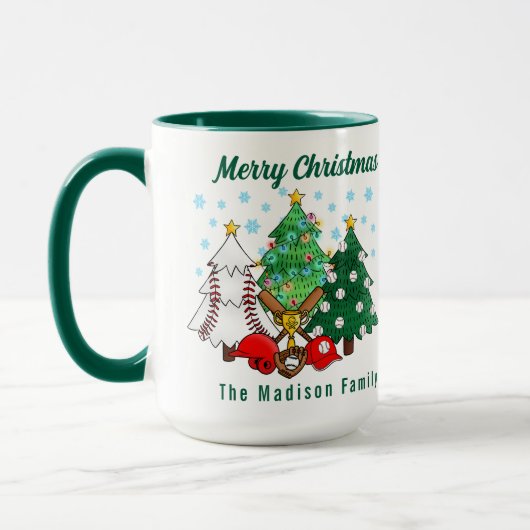 Groene bomen Moderne eenvoudige kerstnaam koffie Mok (Links)
