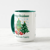 Groene bomen Moderne eenvoudige kerstnaam koffie Mok (Voorkant links)