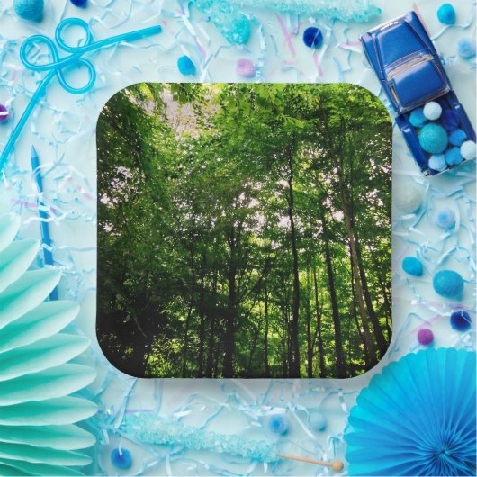 Groene bomen papieren bordje (Feest)
