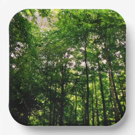 Groene bomen papieren bordje