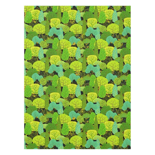 Groene bomen patroon 01.b. Zwart BG Tafelkleed (Voorkant)