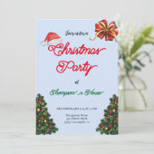 Groene Bomen Typografie vrolijk kerstfeest Feestdagenkaart (Staand voorkant)