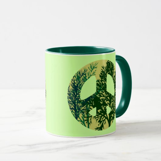 Groene Bomen Vredesbord Koffie Mok (Voorkant rechts)