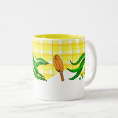 Groene bonen en frituurpannen Retro Coffee Mok (Voorkant rechts)