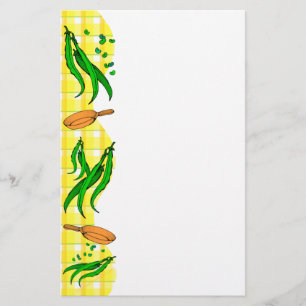 Groene bonen frituurpan retro keuken stationery briefpapier