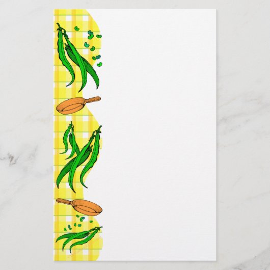Groene bonen frituurpan retro keuken stationery briefpapier
