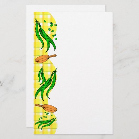 Groene bonen frituurpan retro keuken stationery briefpapier (Voorkant / Achterkant)