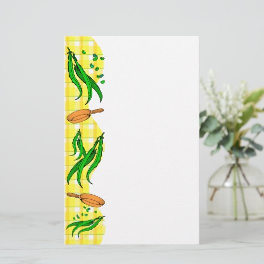 Groene bonen frituurpan retro keuken stationery briefpapier