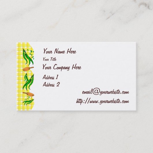 Groene bonen frituurpannen retro Visitekaartjes (Voorkant)