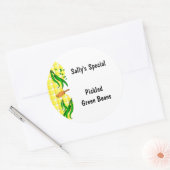 Groene bonen geel controleert aangepaste inblikken ronde sticker (Envelop)