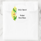 Groene bonen geel controleert aangepaste inblikken ronde sticker (Tas)