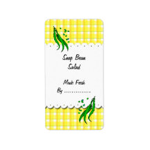 Groene bonen geel controleert retro voedseletikett