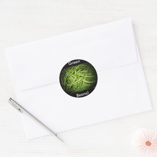 Groene Bonen in het spotlicht Ronde Sticker (Envelop)