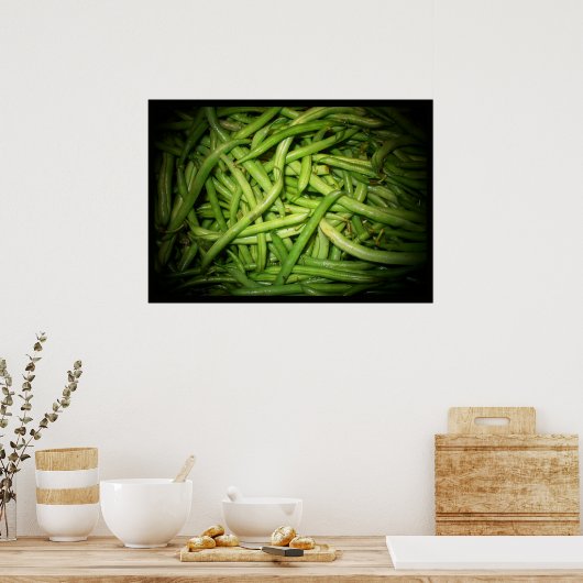 Groene bonen in Spotlight-afdruk Poster (Keuken)
