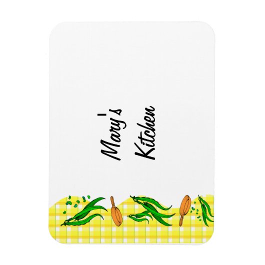 Groene bonen land geel geruite aangepaste keuken M Magneet (Verticaal)