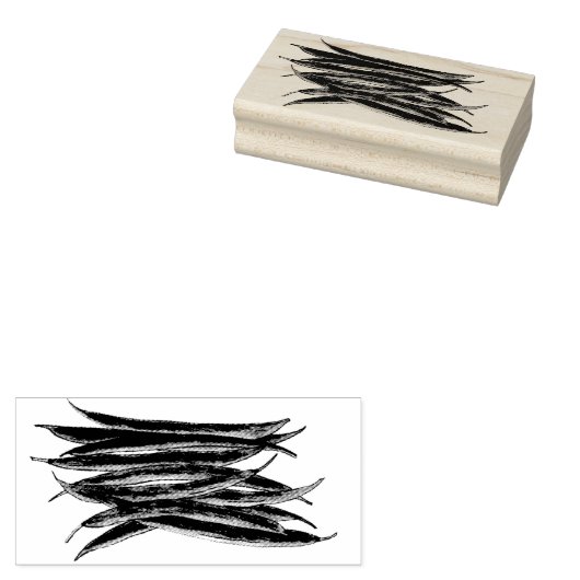 Groene bonen, langbeend groenten, veg rubberstempel (Gestempeld)