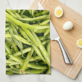 Groene bonen op een keukenhanddoek (Quarter Fold)