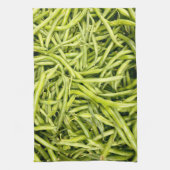 Groene bonen op een keukenhanddoek (Verticaal)