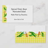 Groene bonen retro recept Label Visitekaartjes (Voorkant / Achterkant)