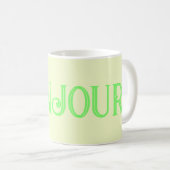 Groene Bonjour Pastel Gele Koffie Mok (Voorkant rechts)