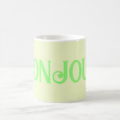 Groene Bonjour Pastel Gele Koffie Mok (Center)