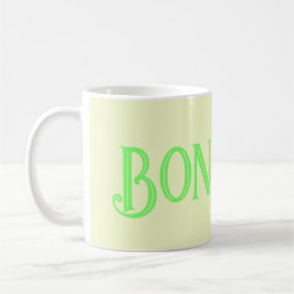 Groene Bonjour Pastel Gele Koffie Mok