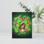 GROENE BONNET EN SHAMROCK VAN SHARON SHARPE BRIEFKAART (Staand voorkant)