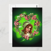GROENE BONNET EN SHAMROCK VAN SHARON SHARPE BRIEFKAART (Voorkant / Achterkant)