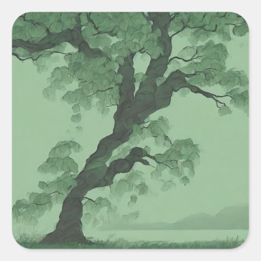 Groene Bonsai Tree sticker (Voorkant)