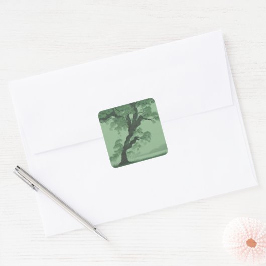 Groene Bonsai Tree sticker (Envelop)