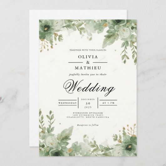 Groene Boog Bruiloft Kaart (Voorkant / Achterkant)