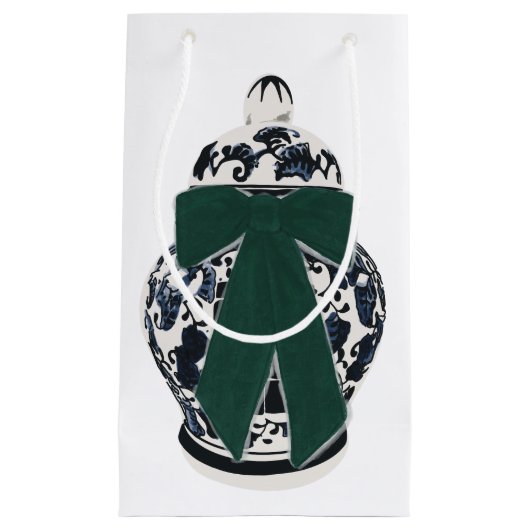 Groene Boog Chinoiserie Vaas Gift Bag Klein Cadeauzakje (Voorkant)