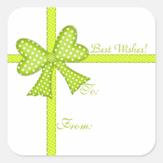 Groene Boog en Lint Gift Label Sticker (Voorkant)
