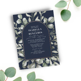 Groene Boog Eucalyptus Marine Huwelijk Roze Goud Folie Uitnodiging