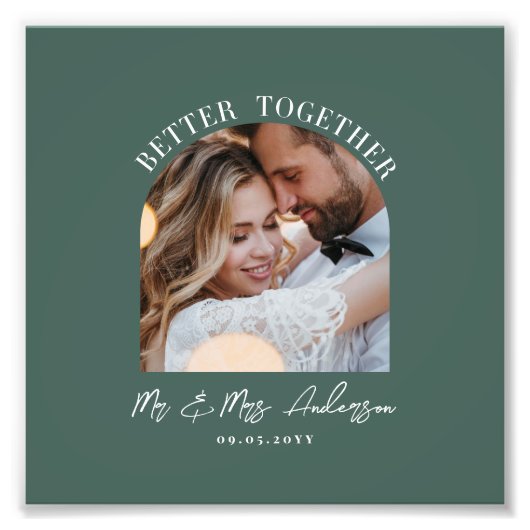 Groene boog foto huwelijksgeschenk huisdecoratie foto afdruk (Voorkant)