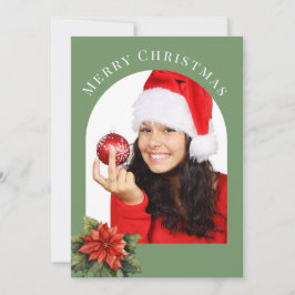 GROENE BOOG FOTO POINTSETTIA KERST FEESTDAGENKAART