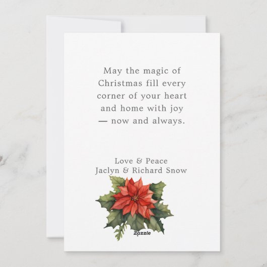 GROENE BOOG FOTO POINTSETTIA KERST FEESTDAGENKAART (Achterkant)