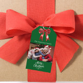 Groene boog foto script Kerstmis Cadeaulabel