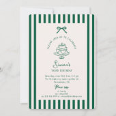 Groene boog, gestreepte groene verjaardag Uitnodig Kaart (Voorkant)