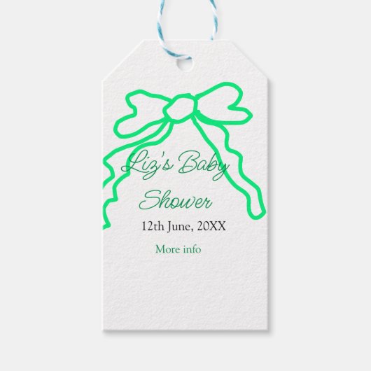 Groene boog krabbel baby shower naam toevoegen dat cadeaulabel (Voorkant)