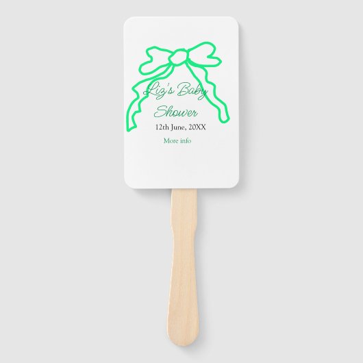 Groene boog krabbel baby shower naam toevoegen dat handwaaier (Voorkant)