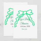 Groene boog krabbel baby shower naam toevoegen dat kaart (Voorkant / Achterkant)