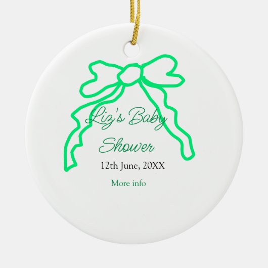 Groene boog krabbel baby shower naam toevoegen dat keramisch ornament (Voorkant)