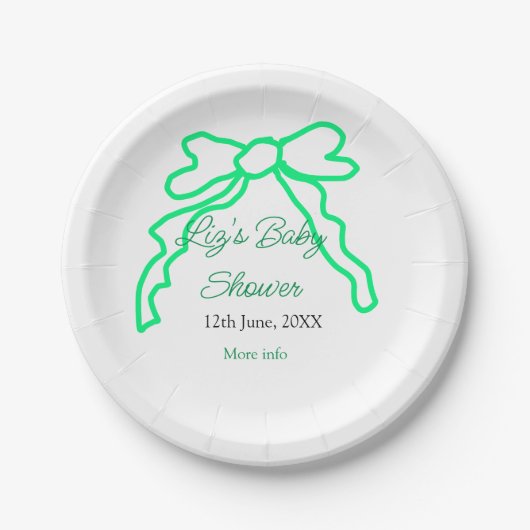 Groene boog krabbel baby shower naam toevoegen dat papieren bordje (Voorkant)