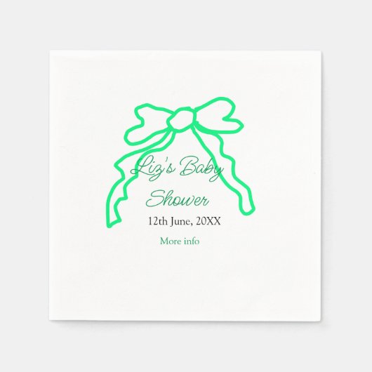 Groene boog krabbel baby shower naam toevoegen dat servet (Voorkant)
