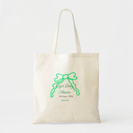 Groene boog krabbel baby shower naam toevoegen dat tote bag
