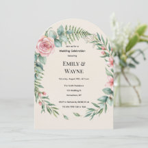 Groene Boog Met Roze Bloemen Romantische Trouwdag