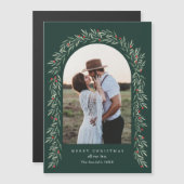 Groene Boog Moderne Foto Kerst Vakantiekaart (Voorkant / Achterkant)